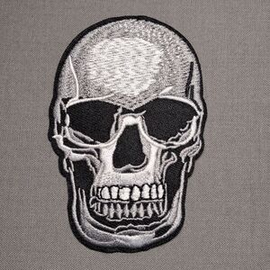 Skull Embroidered Iron On Patch | Gothic Rock Biker Patch